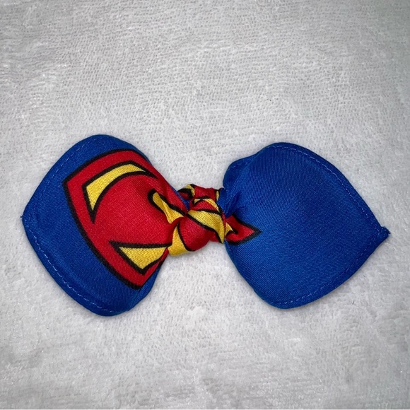 Superman Dark Blue Superhero Rockabilly Bandana Hair Bow - Picture 7 of 11